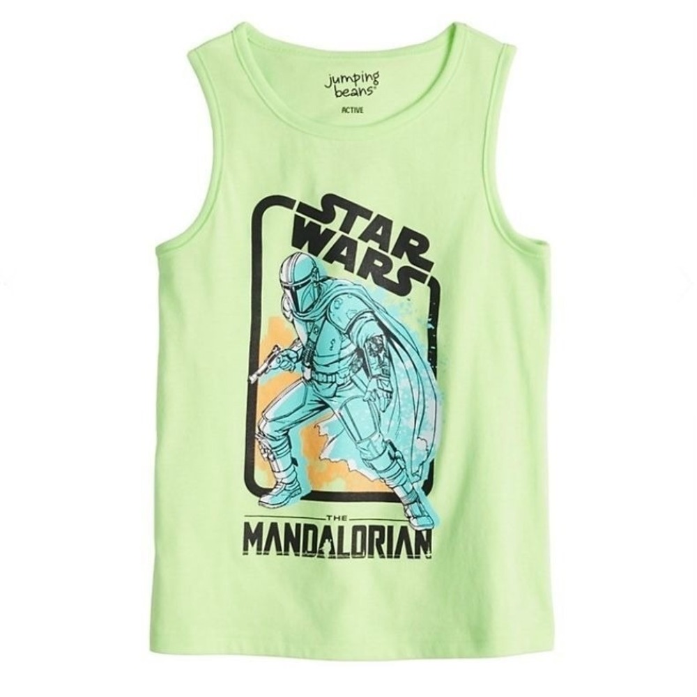 NWT Boys Jumping Beans Star Wars The Mandalorian Neon Graphic Tank Top 7